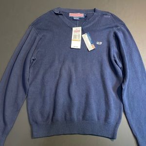 Boys Vineyard Vines Cotton V-Neck Sweater, Navy Size 7, NWT